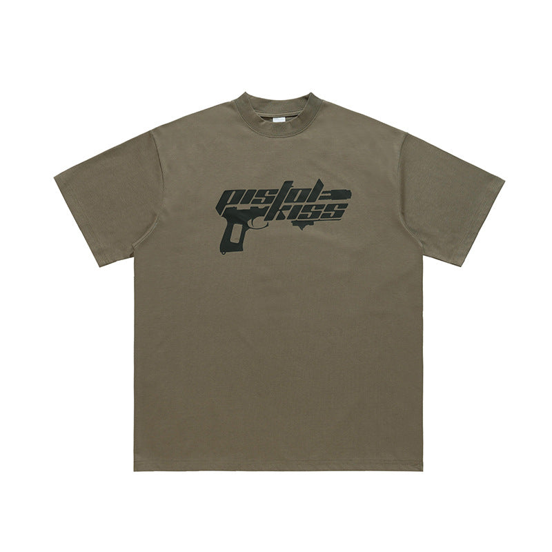 Special-interest Design Printed Half Sleeve Hiphop Rock Loose Short Sleeve T-shirt Men