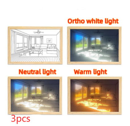 Illuminated Picture LED Decorative Light Painting Bedside Picture Style Creative Modern Simulate Sunshine Drawing Night Light Gift