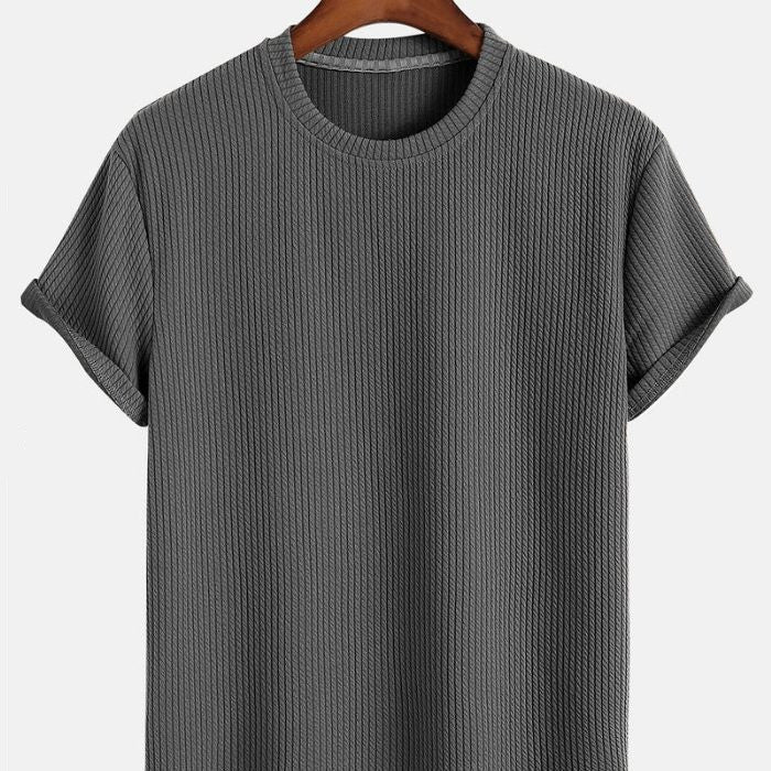 Men's Fashion Solid Color Loose Round Neck T-shirt