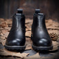 Men Leather Ankle Boots Round Toe Hiking Shoes