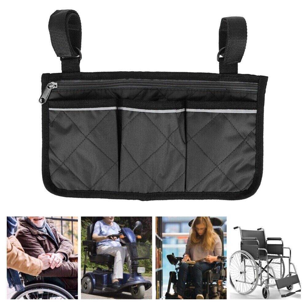 Outdoor Wheelchair Side Pouch Storage Bag Armrest Pocket Organizer Holder Pack