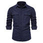 Men's Fashion Slim Corduroy Solid Color Long Sleeve Shirt