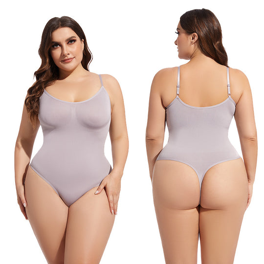 Women's Fashion Simple Seamless Body Shaping Breasted Elastic Jumpsuit