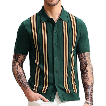 Summer Green Striped Short Sleeve