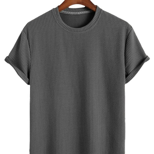 Men's Fashion Solid Color Loose Round Neck T-shirt