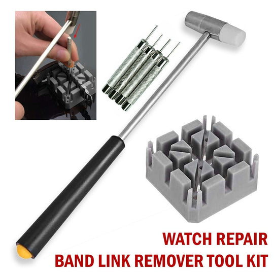 Watch Strap Repair Link Pins Remover Tool Kit Hammer Punch Watch Band Holder