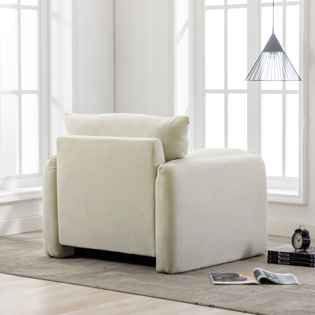 Modern Style Chenille Oversized Armchair Accent Chair Single Sofa Lounge Chair 38.6&#039;&#039; W for Living Room, Bedroom,Cream
