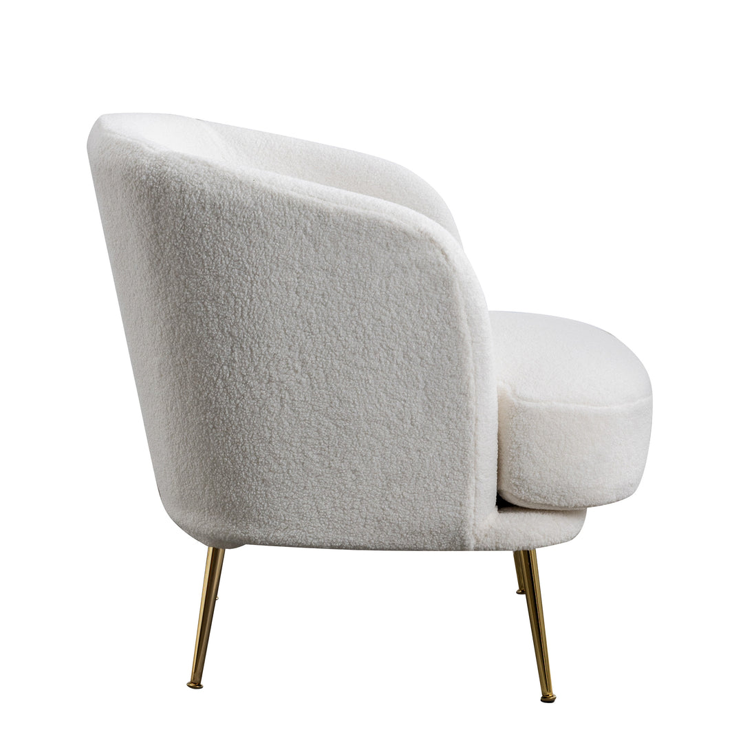 30.32&quot;W Accent Chair Upholstered Curved Backrest Reading Chair Single Sofa Leisure Club Chair with Golden Adjustable Legs For Living Room Bedroom Dorm Room (Ivory Boucle)