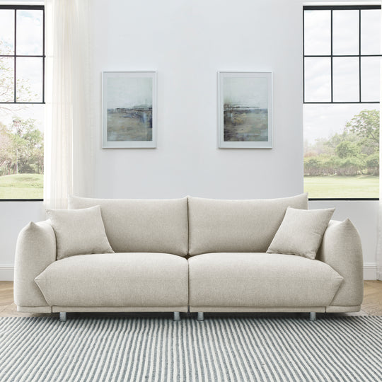 90.5&#039;&#039; Modern Couch for Living Room Sofa,Solid Wood Frame and Stable Metal Legs, 2 Pillows, Sofa Furniture for Apartment
