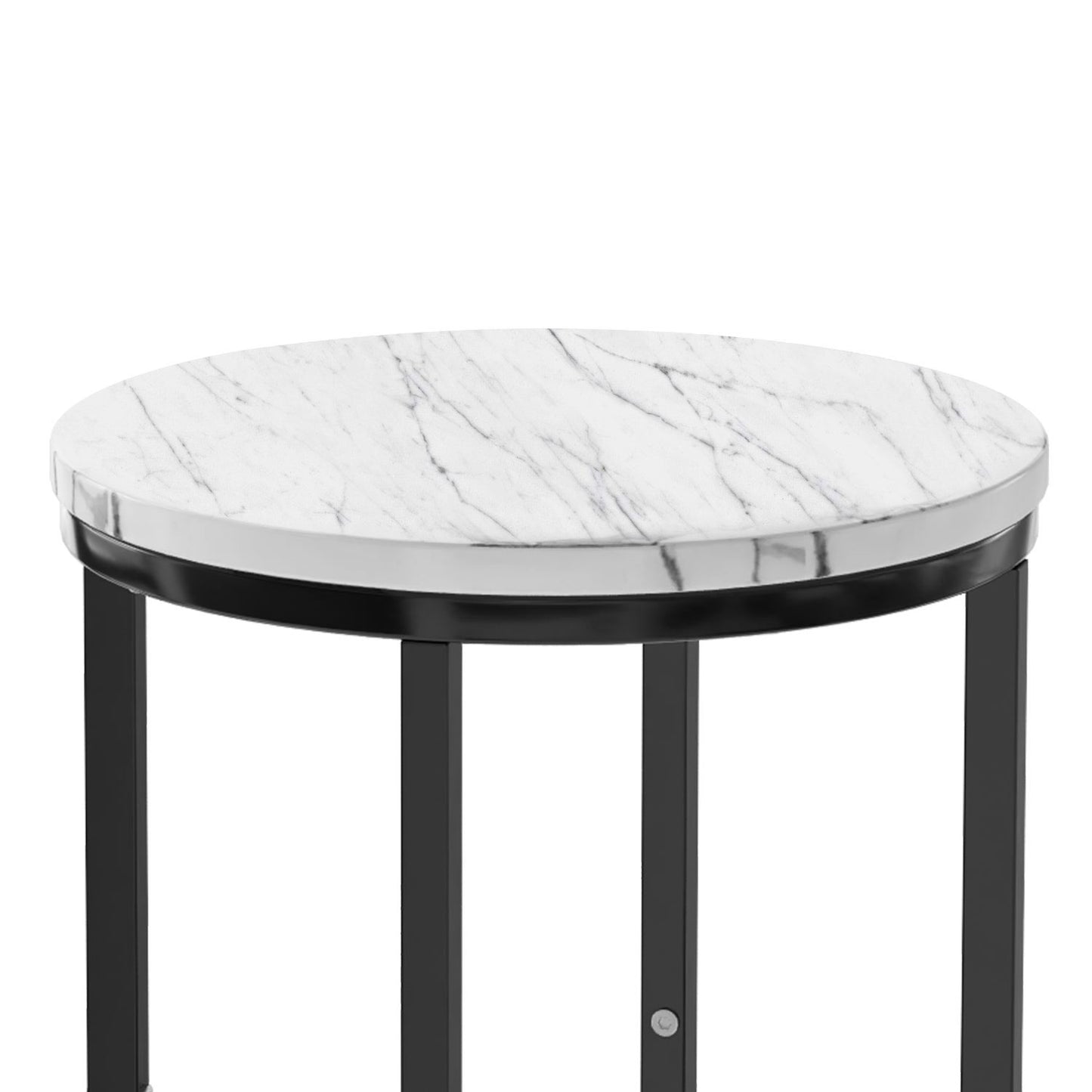 Round Side Table, Round Accent End Table with Sturdy X-Shaped Metal Frame Round Nightstand, for Living Room, Bedroom, Balcony, Office